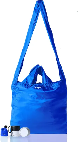 SYZY World's Most Compact Travel Tote Bag Portable Shopping Beach Market Bag - Reusable Collapsible Stuffable