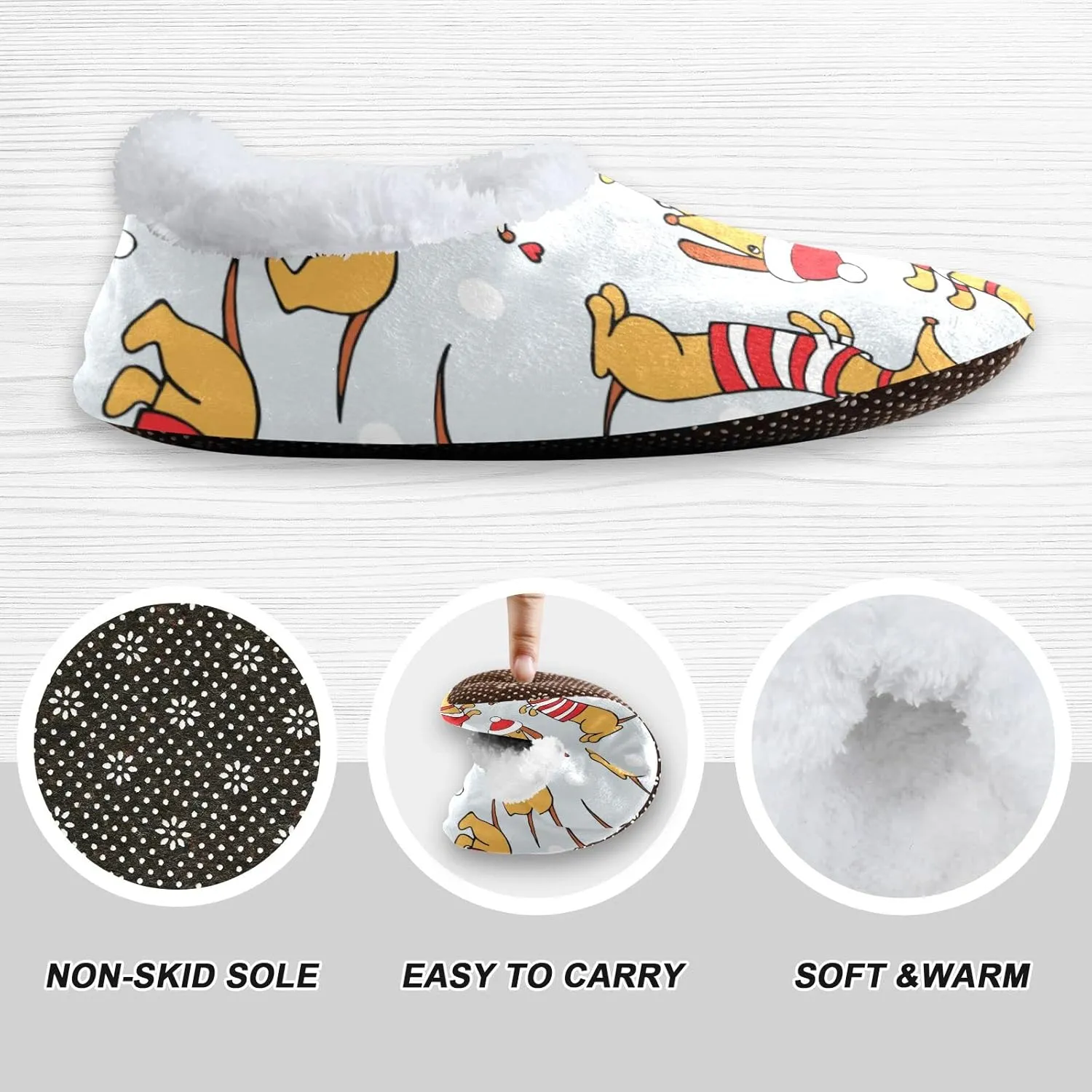 The Most Wonderful Time Kids House Slippers Red Green Buffalo Plaid Boys Closed Back Fuzzy Feet Slippers Girls Coral Fleece Slipper Socks No Skid Warm Cozy Home Slippers For Indoor Outdoor Winter