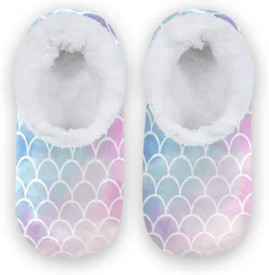 The Most Wonderful Time Kids House Slippers Red Green Buffalo Plaid Boys Closed Back Fuzzy Feet Slippers Girls Coral Fleece Slipper Socks No Skid Warm Cozy Home Slippers For Indoor Outdoor Winter