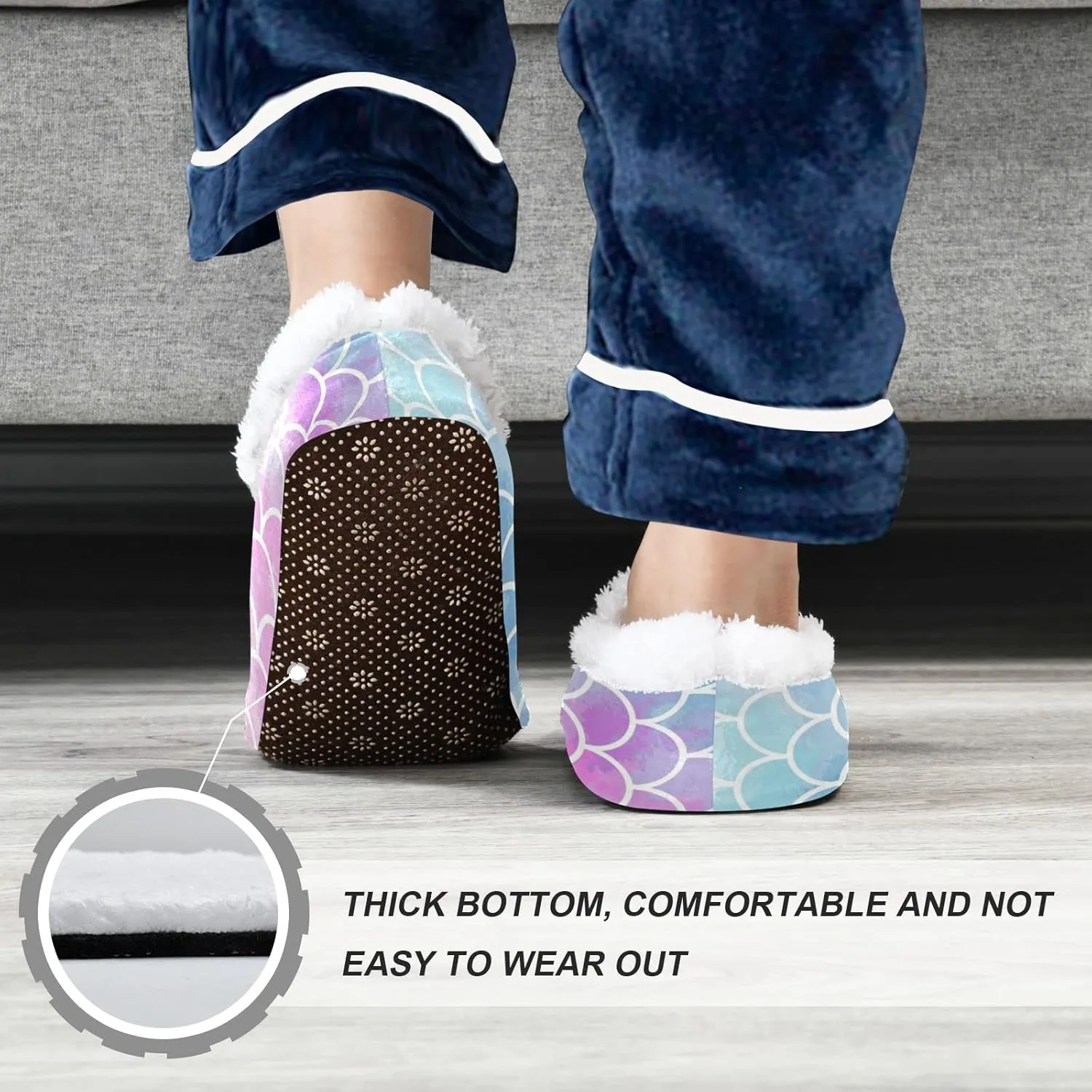 The Most Wonderful Time Kids House Slippers Red Green Buffalo Plaid Boys Closed Back Fuzzy Feet Slippers Girls Coral Fleece Slipper Socks No Skid Warm Cozy Home Slippers For Indoor Outdoor Winter