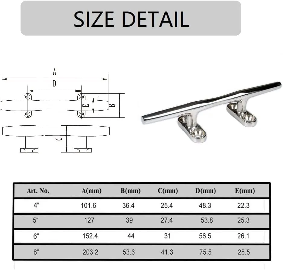 Thorn Dock Cleat Marine Stainless Steel Open Base