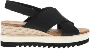 TOMS Womens Diana Crossover Platform Espadrille Casual Sandals Casual Mid Heel 2-3" - Black