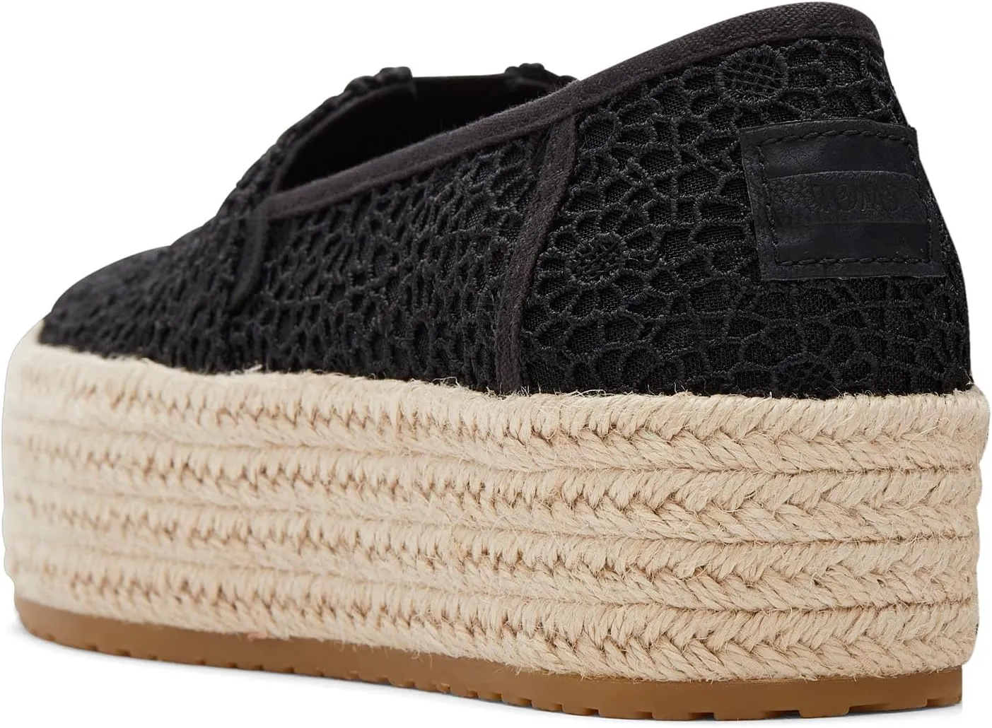 TOMS Womens Valencia Floral Crochet Espadrille Slip On Flats Casual - Black