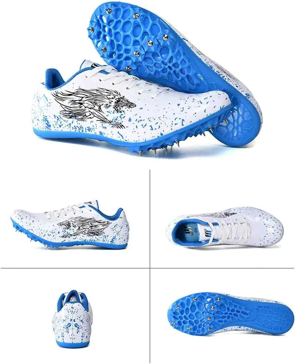 Track Shoes Spikes Mens Womens Mesh Breathable Athletics Sprint Racing Running Nail Sneaker Track and Field Shoes Boys Girls
