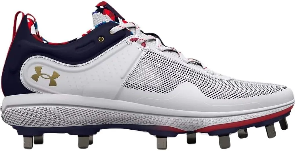 Under Armour Glyde MT USA Womens Softball Cleats White-Metallic Gold