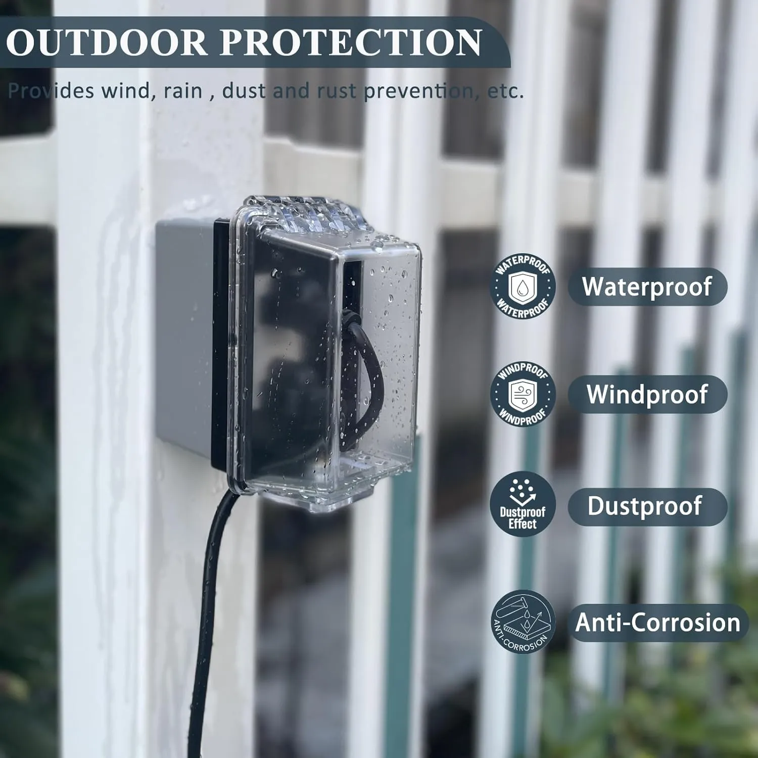 Universal Weatherproof Electrical Outlet Cover with Lock, Baby Proof Outlet Lock Box, Fits Most 2.6 "H x 2.56 "W or Smaller Plugs, Clear Outlet Waterproof Cover Box Fit for Outdoor In-Use