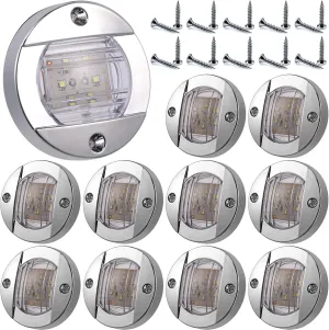 VIHOSE 10 Pcs 3 Inch Round White LED Lights for Boat Courtesy Marine Deck Interior Lights Stern Anchor Navigation boat accessories for Night Fishing Pontoon Ip67 Waterproof, 12v Dc