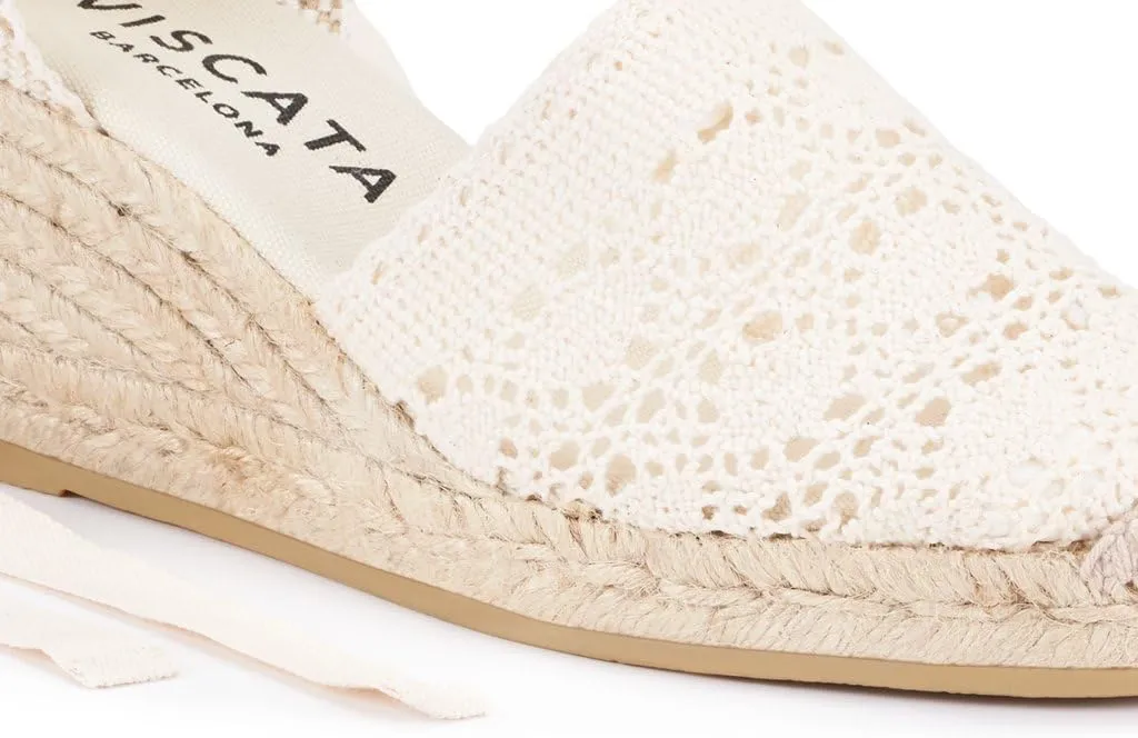 VISCATA Escala Espadrille Canvas Wedges with Sleek Ankle Laces Women's Lace Up Shoes Handmade in Spain Organic Cotton Canvas and 100% Natural Jute Midsole for All Occasions