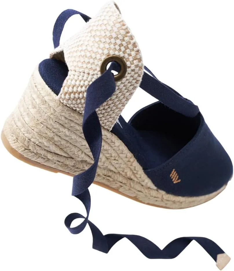 VISCATA Escala Espadrille Canvas Wedges with Sleek Ankle Laces Women's Lace Up Shoes Handmade in Spain Organic Cotton Canvas and 100% Natural Jute Midsole for All Occasions