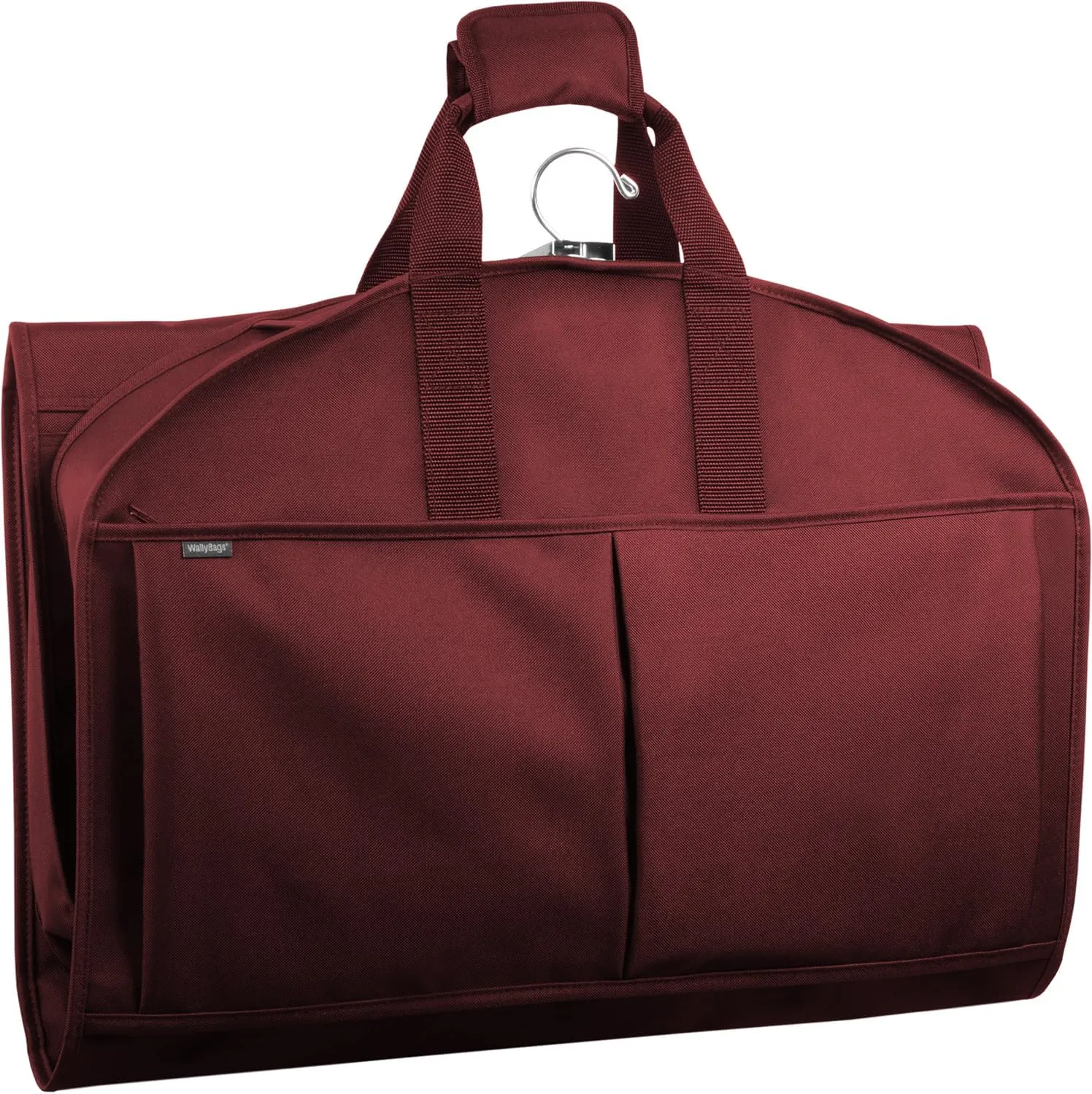 WallyBags Deluxe Tri-Fold Travel Garment Bag with Three Pockets for Men & Women, Merlot, 48-inch