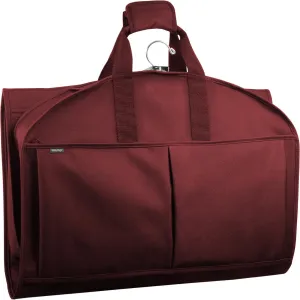 WallyBags Deluxe Tri-Fold Travel Garment Bag with Three Pockets for Men & Women, Merlot, 48-inch