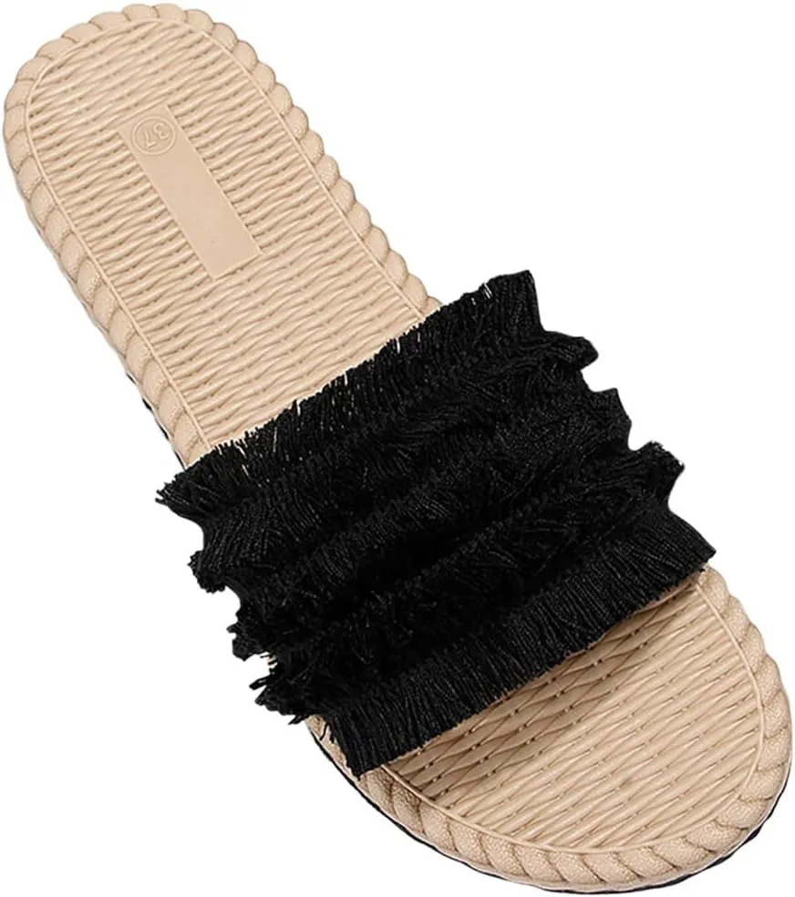 Women 2025 Solid Slipper Lounge Anti-Slip Summer Casual Sandal Slip on Flat Smash Slide Walking Vacaion
