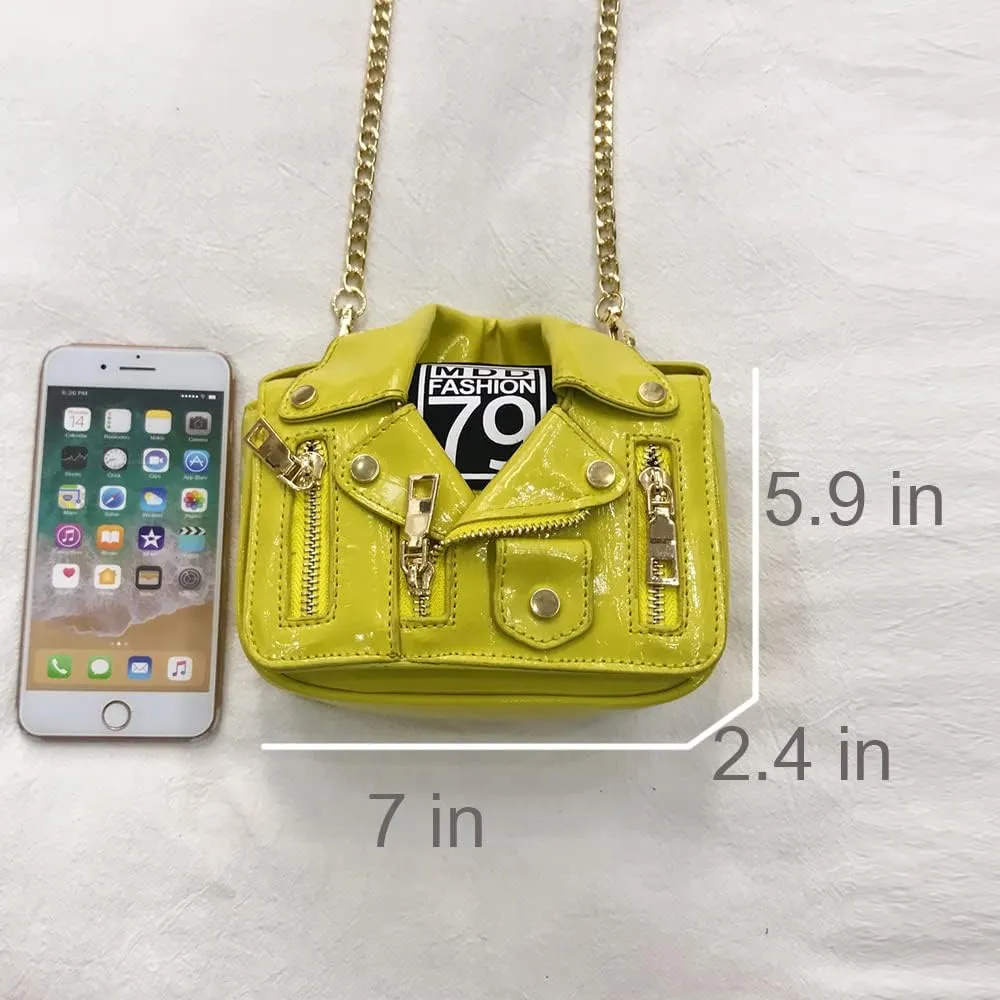 Women Crossbody Bags Chain Shoulder Jacket Bags Motorcycle Messenger Bag Leather Handbags for Girls Purse