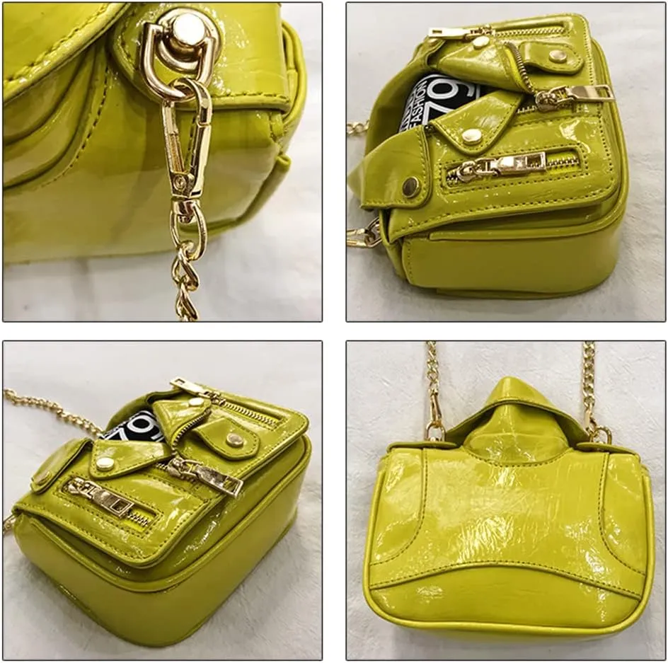 Women Crossbody Bags Chain Shoulder Jacket Bags Motorcycle Messenger Bag Leather Handbags for Girls Purse