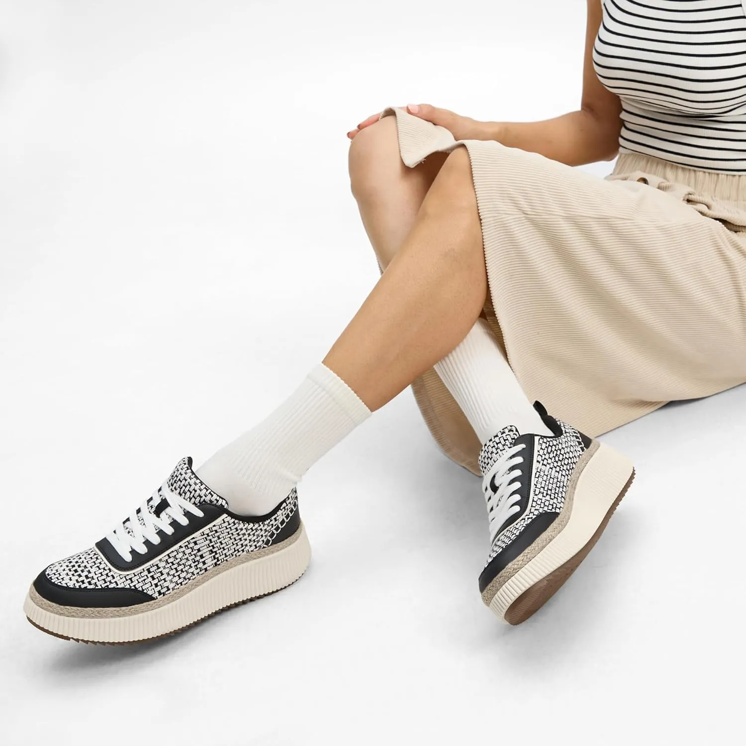 Women Espadrille Platform Sneakers Chunky Fashion Casual Shoes for Women Comfortable Walking Sneakers