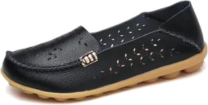 Womens Cowhide Casual Slipper Loafers Moccasin Driving Shoes Flat Slip-Ons