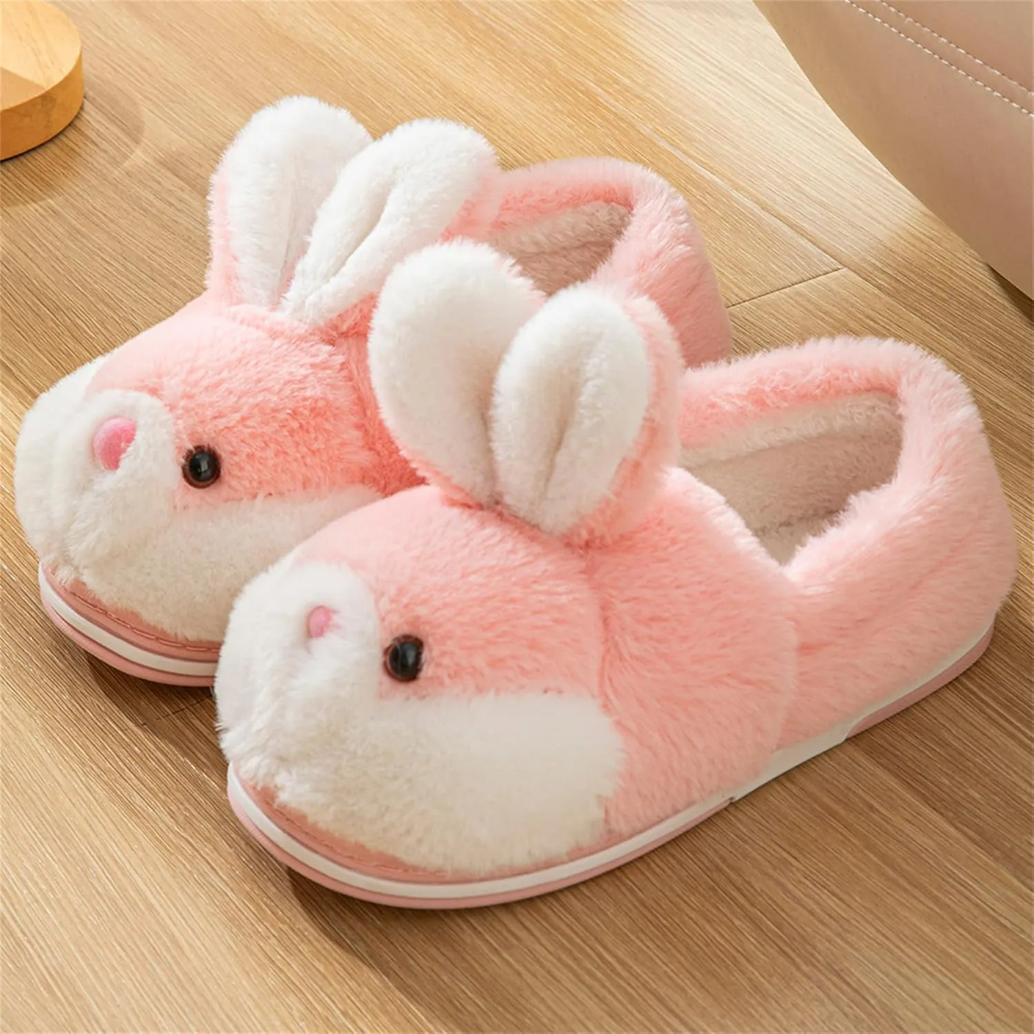 Women's Cute Rabbit Animal Slippers - Novelty Cozy Fuzzy Soft Plush Winter Warm House Shoes Cotton Slippers