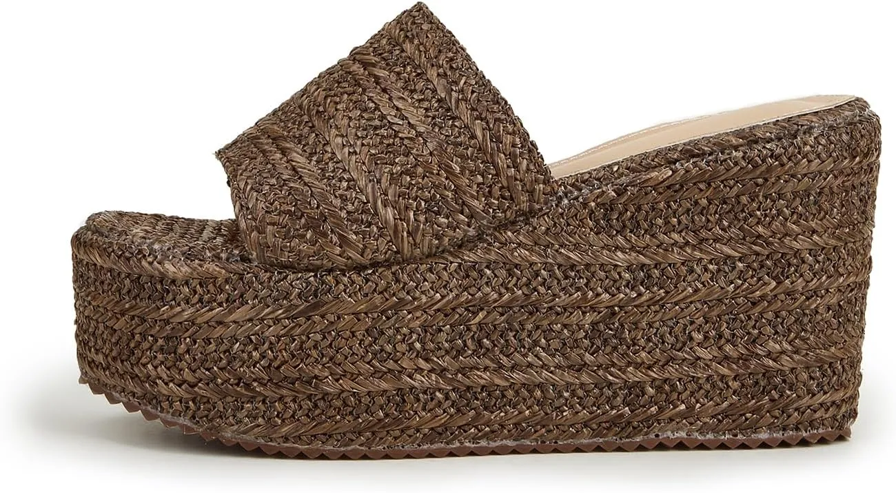 Womens Espadrille Platform Wedge Sandal Open Toe High Heel Elastic Ankle Strap Wedges