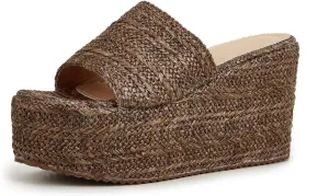 Womens Espadrille Platform Wedge Sandal Open Toe High Heel Elastic Ankle Strap Wedges