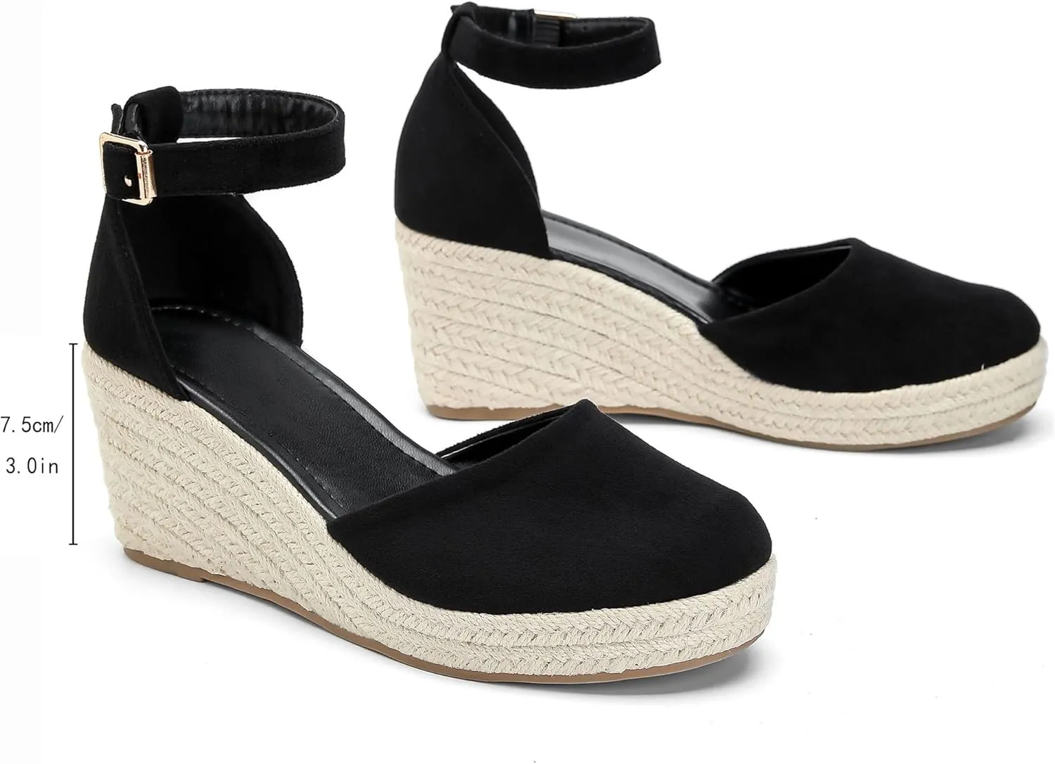 Womens Espadrilles Sandals, Closed Toe Platform for Women Ankle Strap Casual Comfortable Wedge Sandals