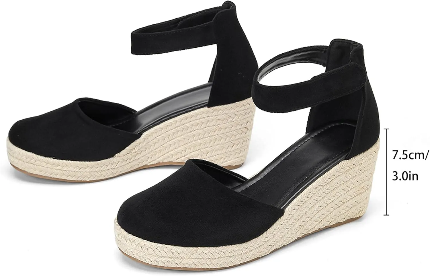 Womens Espadrilles Sandals, Closed Toe Platform for Women Ankle Strap Casual Comfortable Wedge Sandals