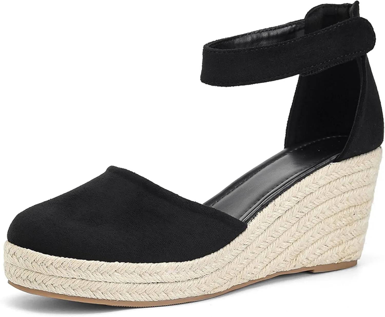 Womens Espadrilles Sandals, Closed Toe Platform for Women Ankle Strap Casual Comfortable Wedge Sandals