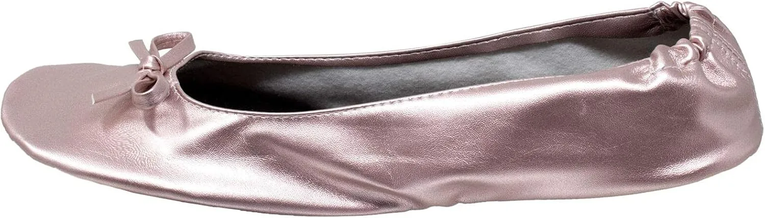Women's Foldable Portable Ballet Flat Roll Up Slipper Shoes with Travel Pouch - Fold Up Ballet Flats for Women - Black,Silver,Gold,Pink
