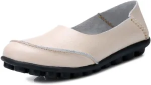 Women's Leather Slip-On Moccasins Shoes Flat Slipper Loafers