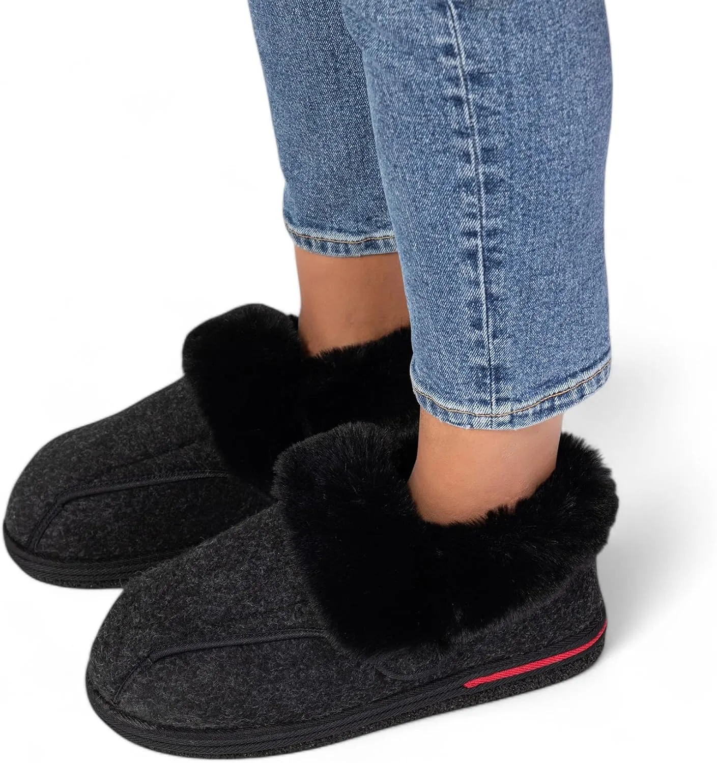 Women's Micro Suede Faux Fur Fleece Lined Cozy 80-D High-Density Memory Foam Winter Slipper Bootie Breathable House Shoes Non Skid Indoor Outdoor Sole