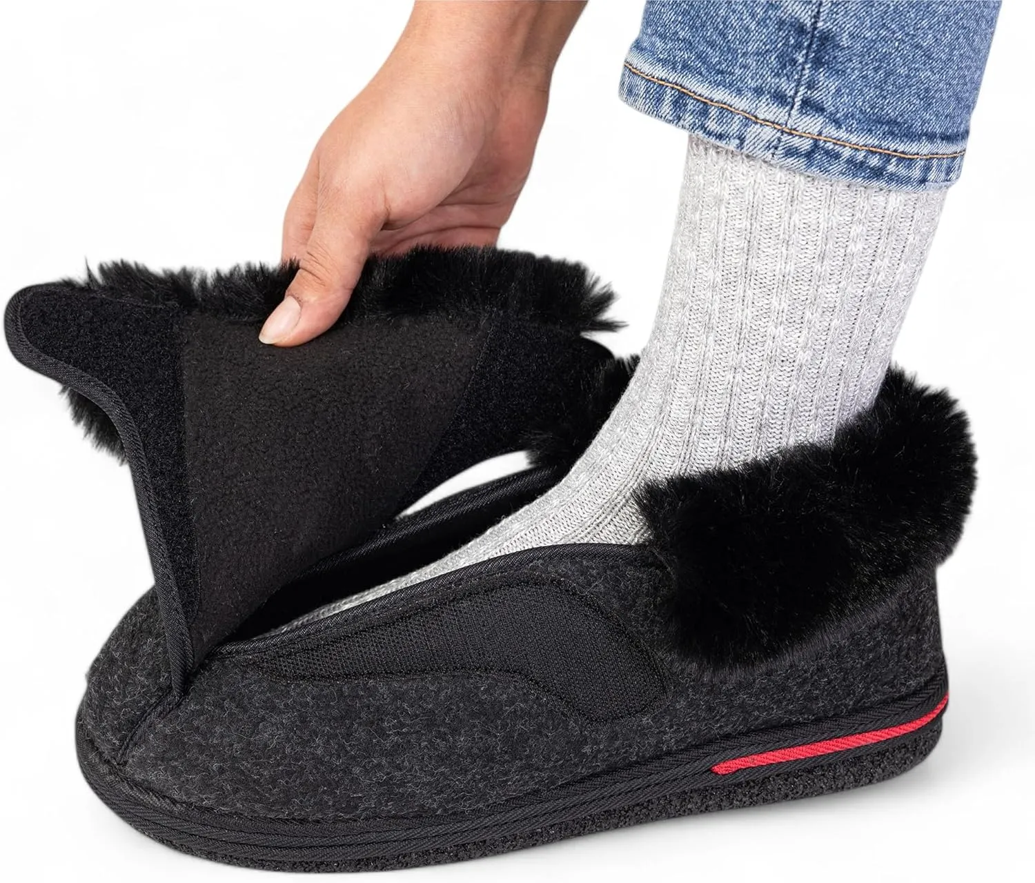 Women's Micro Suede Faux Fur Fleece Lined Cozy 80-D High-Density Memory Foam Winter Slipper Bootie Breathable House Shoes Non Skid Indoor Outdoor Sole