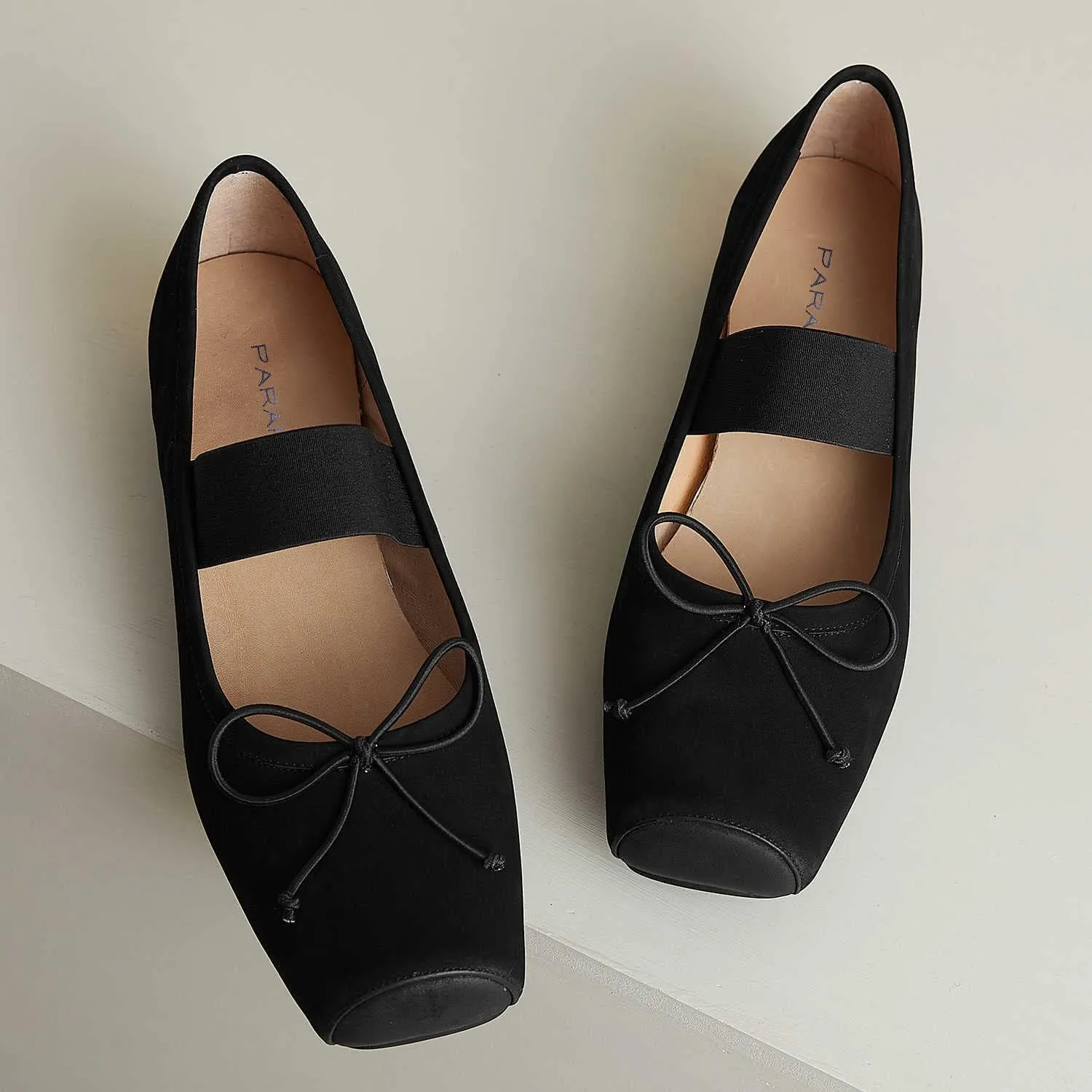 Womens Nubuck Leather Ballet Flats, Retro Square Toe with Wide Elastic Crisscross Band Low Thin Heel Shoes for Everyday Wear