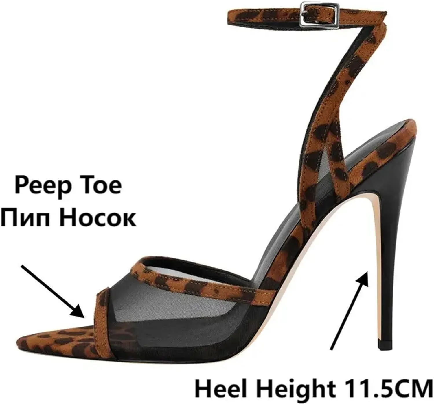 Women's Peep Toe Ankle Strap Sandals - Thin High Heel Party Stilettos