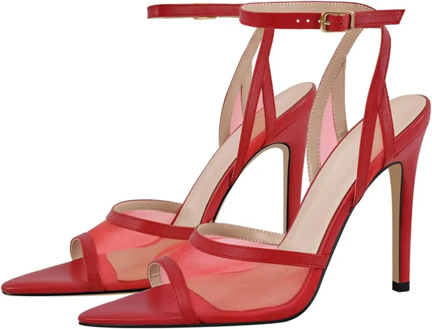 Women's Peep Toe Ankle Strap Sandals - Thin High Heel Party Stilettos