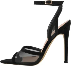 Women's Peep Toe Ankle Strap Sandals - Thin High Heel Party Stilettos