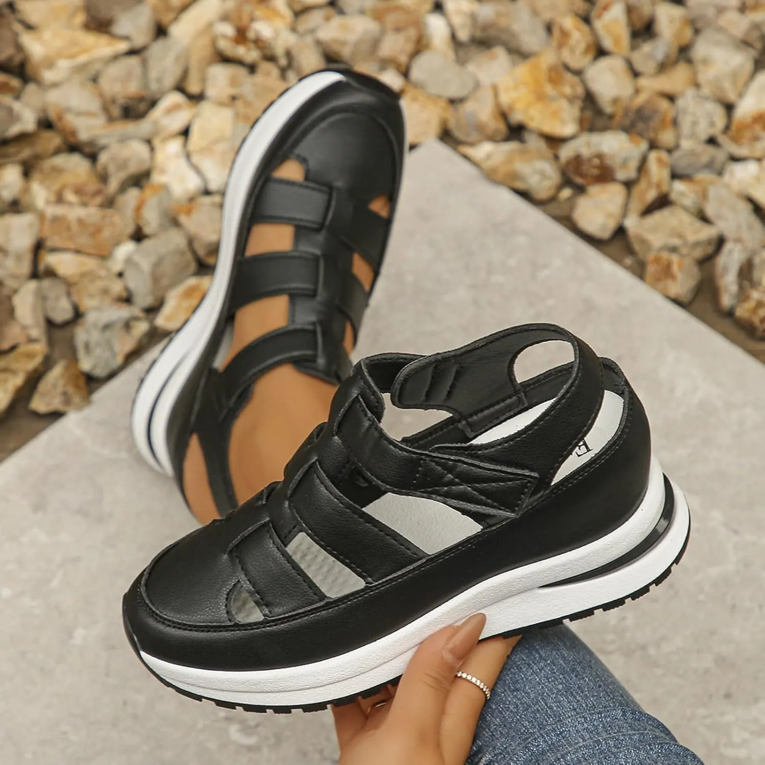 Womens Platform Sandals Wedge Ankle Strap Closed Toe Sandals Ankle Strap Sandal Casual Bohemia Gladiator Outdoor Wedges Casual Summer Beach Shoes