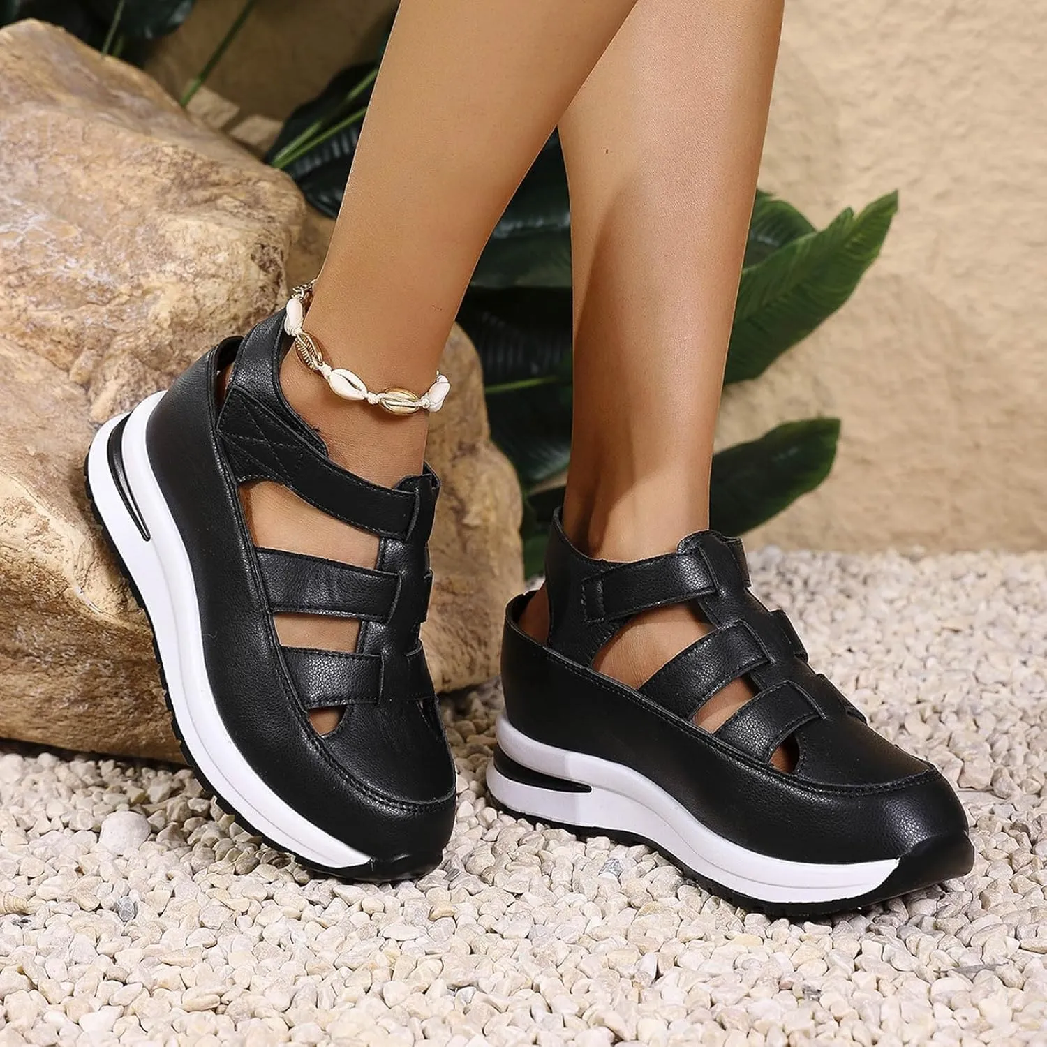 Womens Platform Sandals Wedge Ankle Strap Closed Toe Sandals Ankle Strap Sandal Casual Bohemia Gladiator Outdoor Wedges Casual Summer Beach Shoes