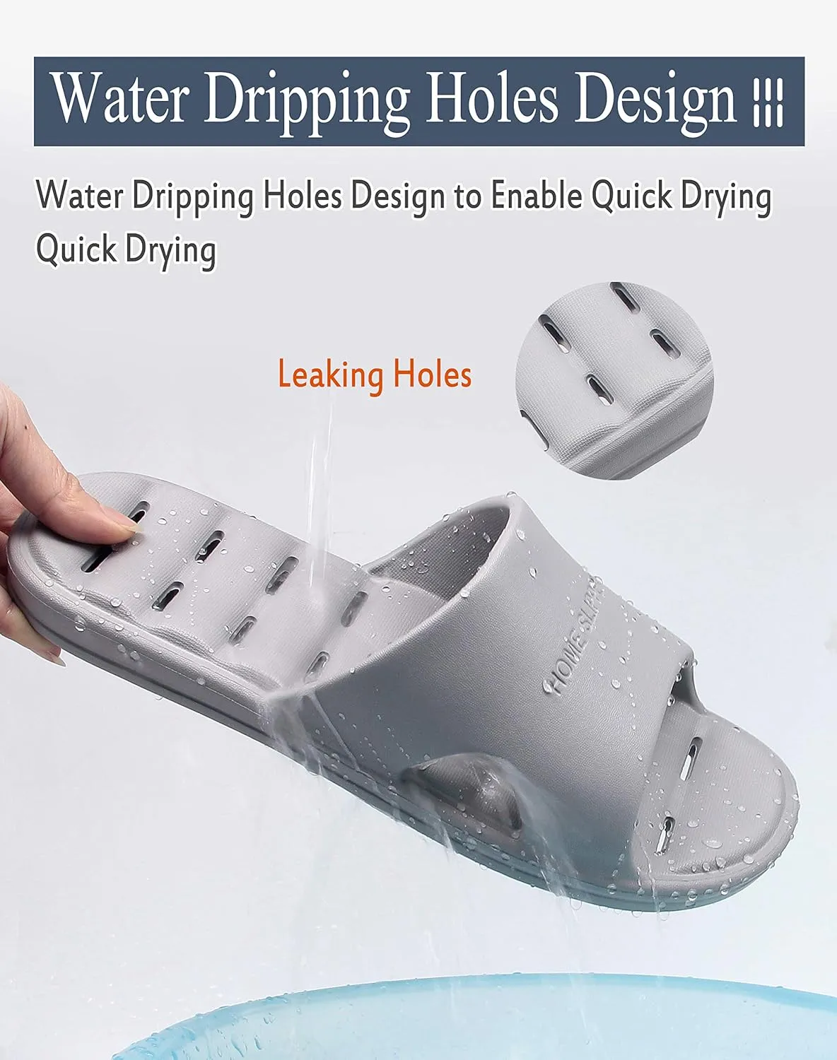 Women's Shower Slipper, Quick Drying Non-Slip Slippers, Bathroom House & Pool Sandals, In-Door Slipper for Gym, Soft Sole, Beige, Size S, M, L, XL