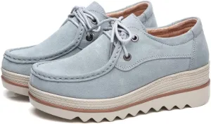 Womens Slip on Loafers Comfortable Thick Soft Platform（2in） Shoes Business Casual Walking Shoes Faux Suede Moccasins