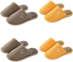 Womens Slipper Home Slippers Men,4 Pairs House Slippers, Non Slip House Shoes Slippers for Guest Washable Guest Slippers Bedroom Slippers Indoor Slippers Travel Slippers