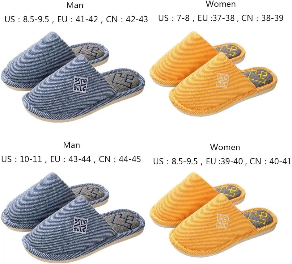 Womens Slipper Home Slippers Men,4 Pairs House Slippers, Non Slip House Shoes Slippers for Guest Washable Guest Slippers Bedroom Slippers Indoor Slippers Travel Slippers