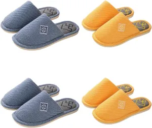 Womens Slipper Home Slippers Men,4 Pairs House Slippers, Non Slip House Shoes Slippers for Guest Washable Guest Slippers Bedroom Slippers Indoor Slippers Travel Slippers