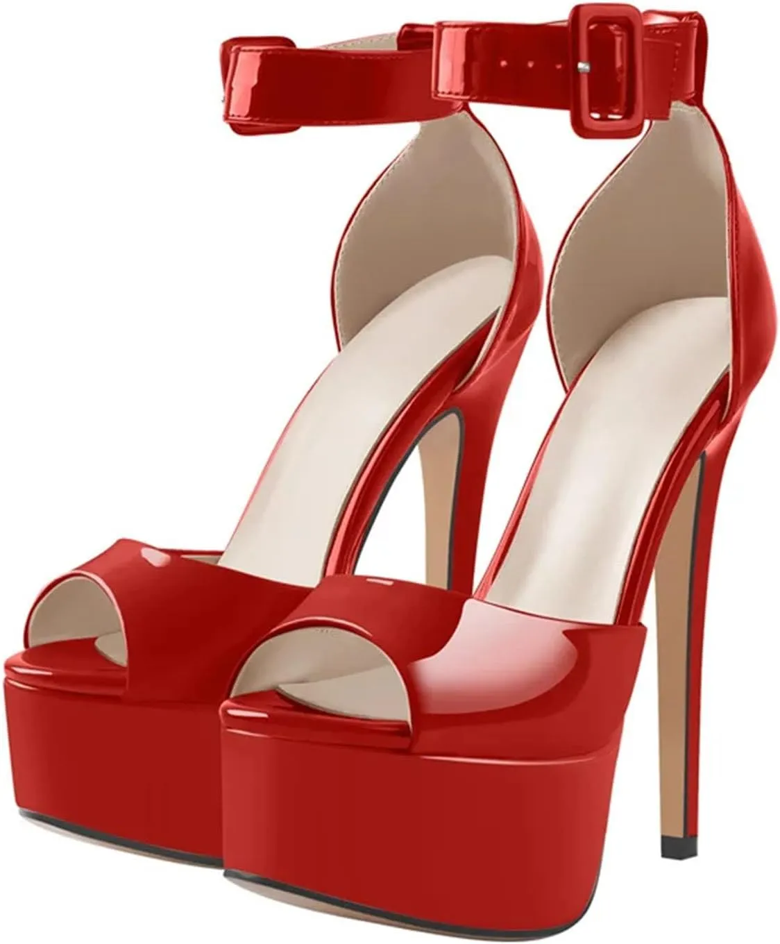 Women's Thin Heel Peep Toe Sandals - Ankle Strap Party Platforms