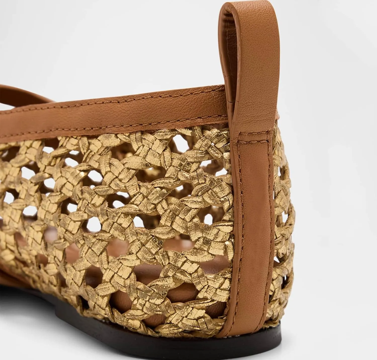 Woven Mesh Ballet Flats for Women Comfortable Raffia Metal Buckle Strap Ballet Flats Casual Closed Toe Mary Jane Flat