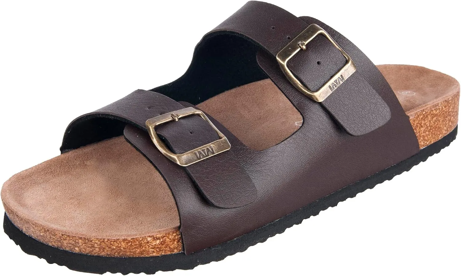 WTW Men's Cork Footbed Sandals Slip on Beach Slide Slipper Shoes with Adjustable Metal Buckle Strap for Men Causal Style