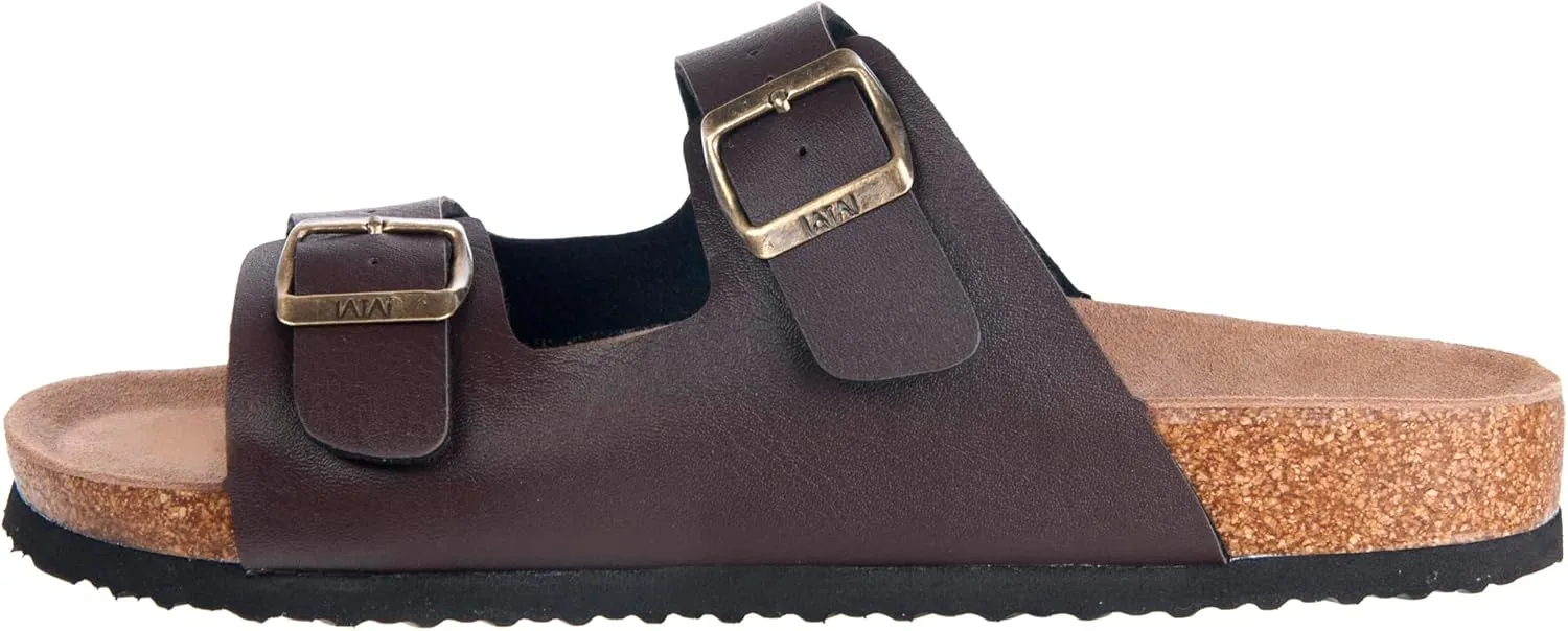 WTW Men's Cork Footbed Sandals Slip on Beach Slide Slipper Shoes with Adjustable Metal Buckle Strap for Men Causal Style