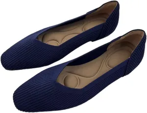 YING LAN Womens Knit Ballet Flats Shoes,Ladies Comfortable Dress Shoes Casual Slip On Soft Ballerina Walking Flats Shoes