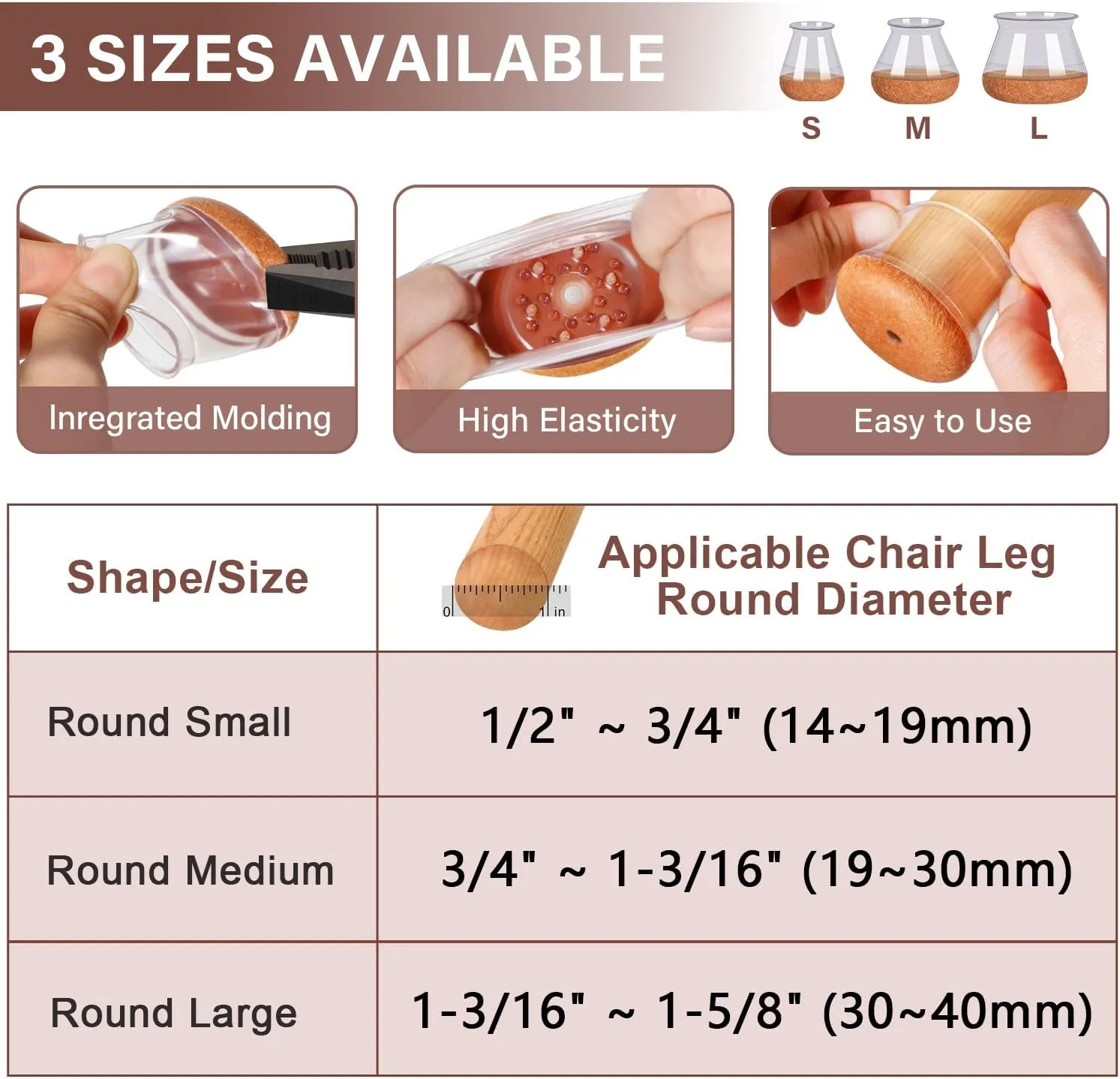 YOZON Chair Leg Floor Protectors for Hardwood Floors Felt Furniture Pads Silicone Caps 32 Pack Non Slip Reduce Noise Clear Round Medium Fit 3/4"~1-3/16" (19-30mm)