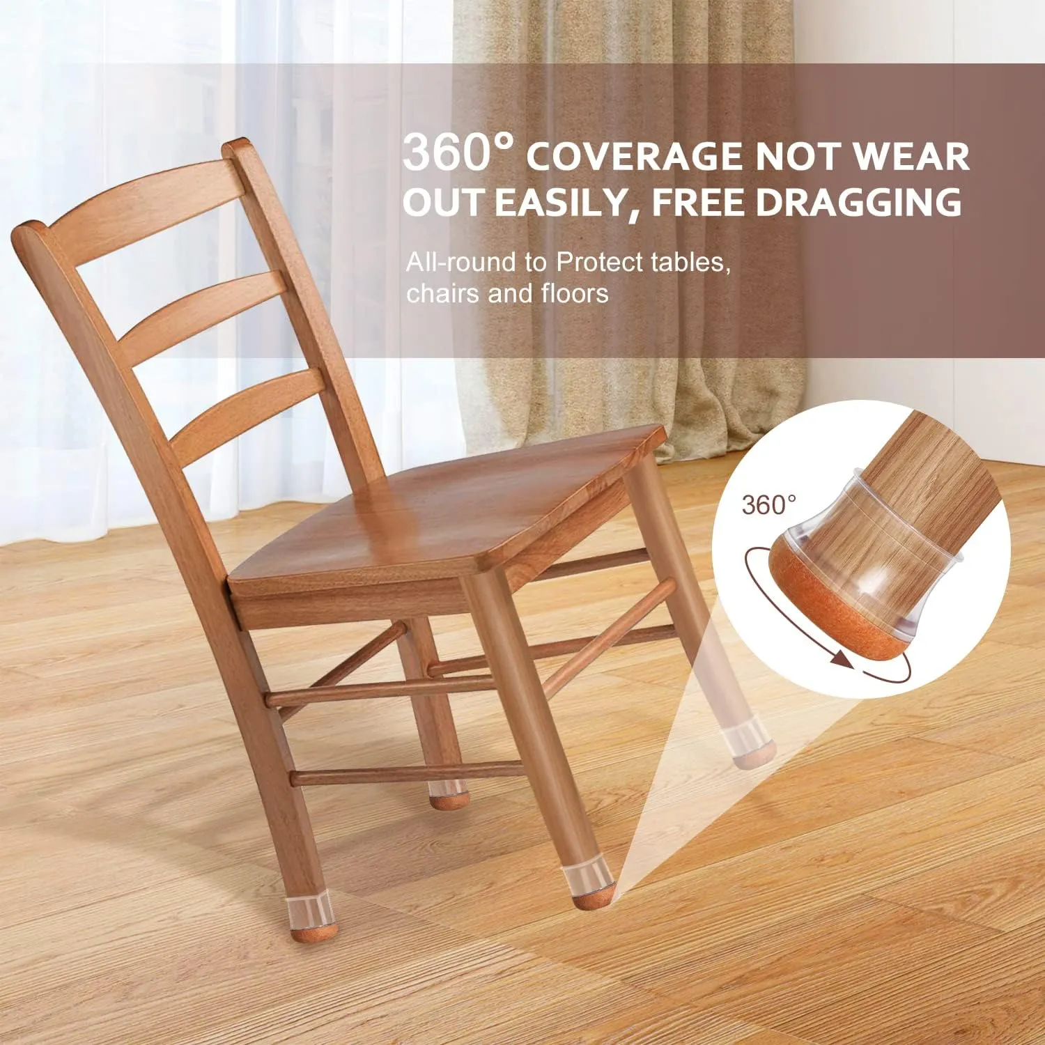 YOZON Chair Leg Floor Protectors for Hardwood Floors Felt Furniture Pads Silicone Caps 32 Pack Non Slip Reduce Noise Clear Round Medium Fit 3/4"~1-3/16" (19-30mm)
