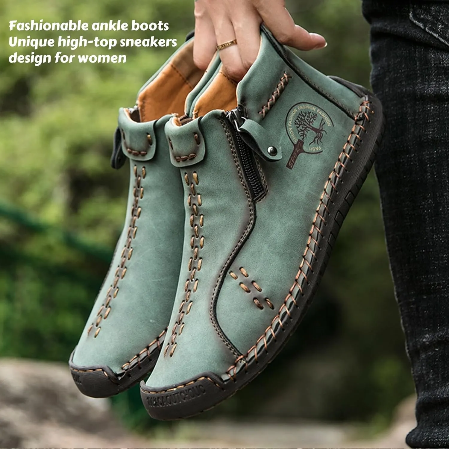 Zipper Women Ankle Boots, Renaissance Outdoor Casual Fashion Boot for Women Inspired from Medieval Shoes