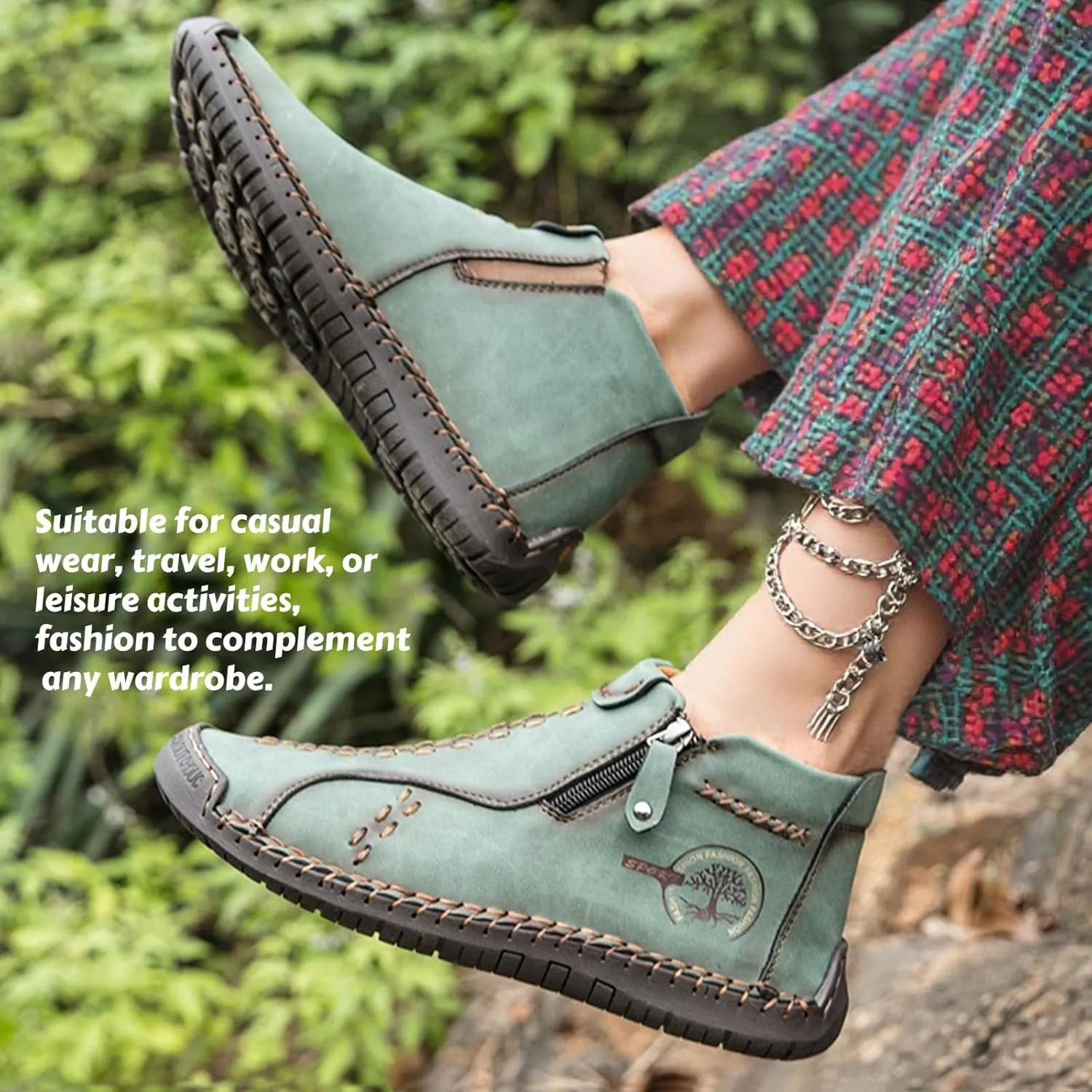 Zipper Women Ankle Boots, Renaissance Outdoor Casual Fashion Boot for Women Inspired from Medieval Shoes
